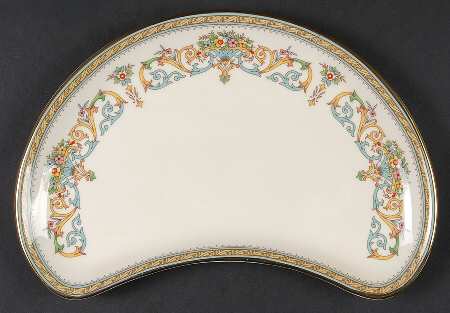 Henley (Smooth, Gold Trim, Green Backstamp) Crescent Salad Plate