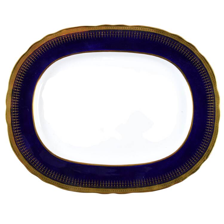 Hertford Cobalt (Scalloped) 15" Oval Serving Platter