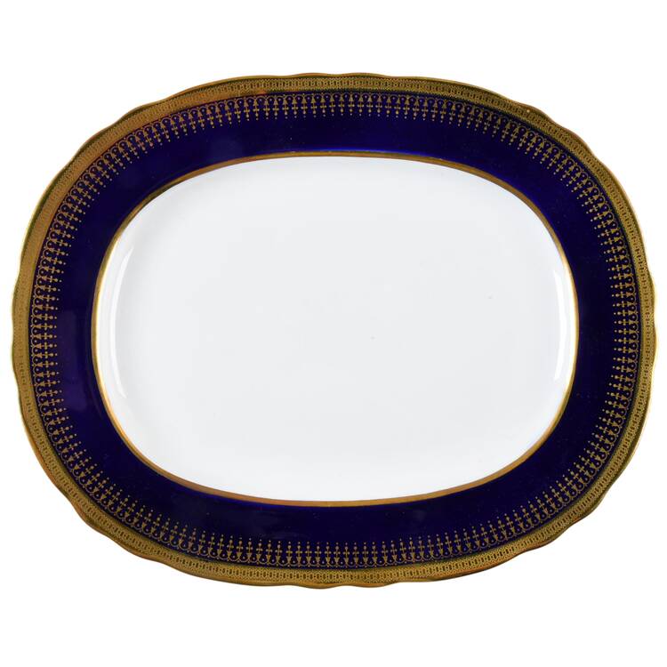 Hertford Cobalt (Scalloped) 13" Oval Serving Platter