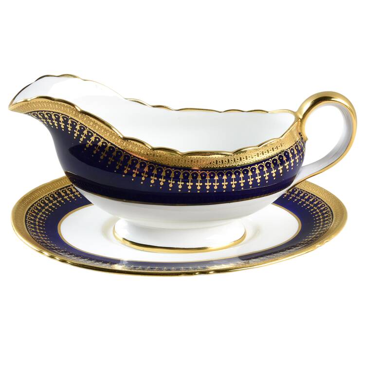Hertford Cobalt (Scalloped) Gravy Boat & Underplate
