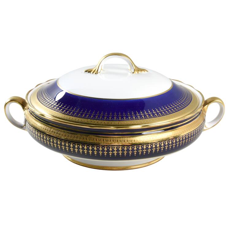 Hertford Cobalt (Scalloped) Round Covered Vegetable