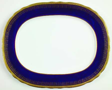 Hertford Cobalt (Scalloped) 17" Oval Serving Platter
