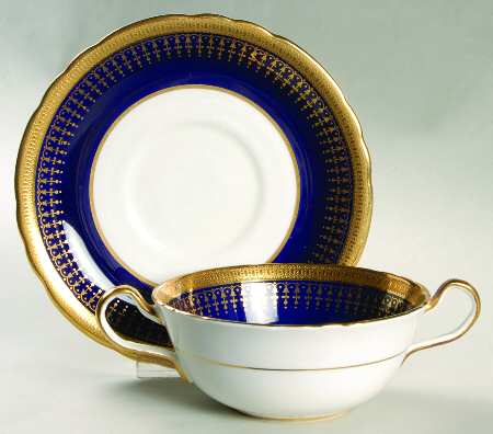 Hertford Cobalt (Scalloped) Flat Cream Soup Bowl & Saucer Set