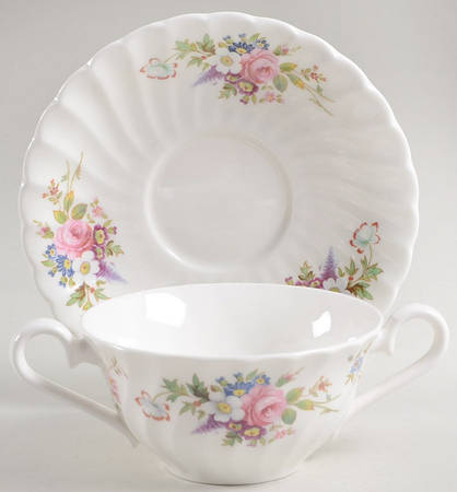 Howard Sprays Flat Cream Soup Bowl & Saucer Set