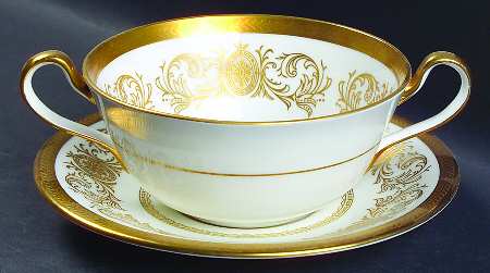 Imperial Gold Flat Cream Soup Bowl & Saucer Set