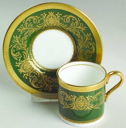 Imperial Laurel Green Flat Demitasse Cup & Saucer Set