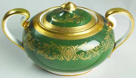 Imperial Laurel Green Sugar Bowl & Lid