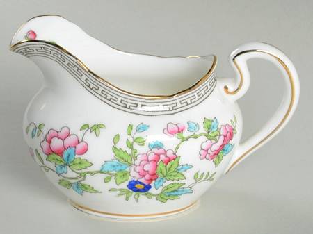 Indian Tree (Gold Trim, Black Key, Scalloped) Mini Creamer
