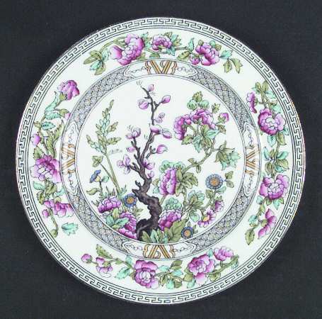 Indian Tree (Gold Trim, Black Key, Smooth) Salad Plate