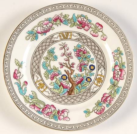 Indian Tree (Gold Trim, Black Key, Smooth) Bread & Butter Plate