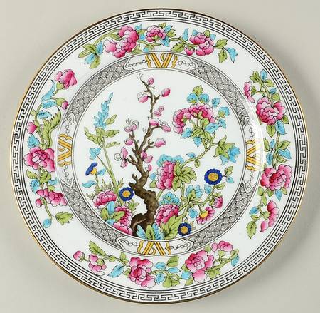 Indian Tree (Gold Trim, Black Key, Smooth) Salad Plate