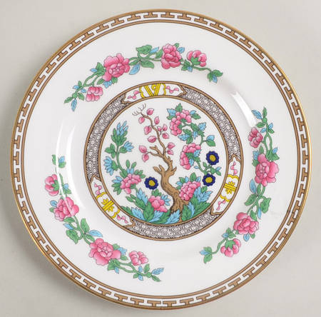 Indian Tree (Gold Trim, Gold Key, Smooth) Dessert/Pie Plate
