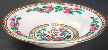 Indian Tree (Gold Trim, Gold Key, Smooth) Rim Soup Bowl