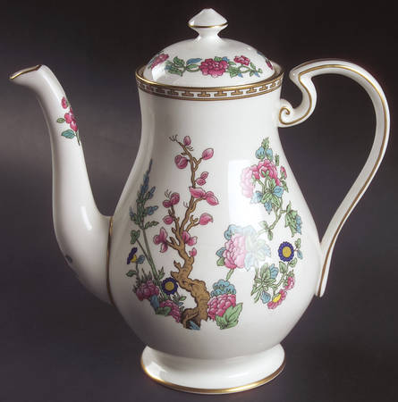 Indian Tree (Gold Trim, Gold Key, Smooth) Coffee Pot & Lid