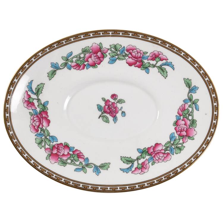 Indian Tree (Gold Trim, Gold Key, Smooth) Underplate for Gravy Boat