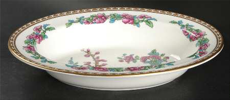 Indian Tree (Gold Trim, Gold Key, Smooth) 10" Oval Vegetable Bowl