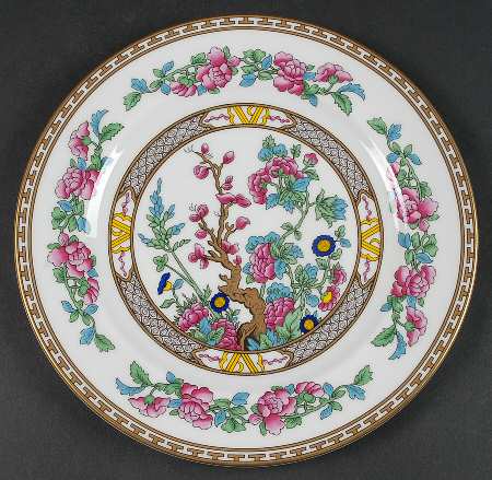 Indian Tree (Gold Trim, Gold Key, Smooth) Luncheon Plate