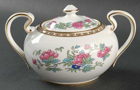 Indian Tree (Gold Trim, Gold Key, Smooth) Sugar Bowl & Lid