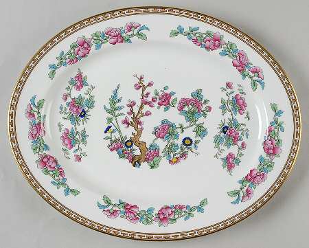 Indian Tree (Gold Trim, Gold Key, Smooth) 13" Oval Serving Platter