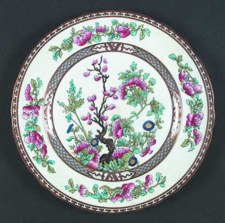 Indian Tree (Green Trim, Gold Key, Scalloped) by John  Aynsley &amp; Sons