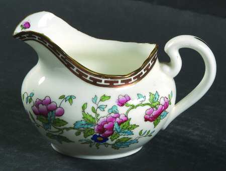 Indian Tree (Green Trim, Gold Key, Scalloped) Creamer