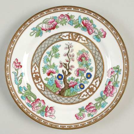 Indian Tree (Green Trim, Gold Key, Smooth) Bread & Butter Plate