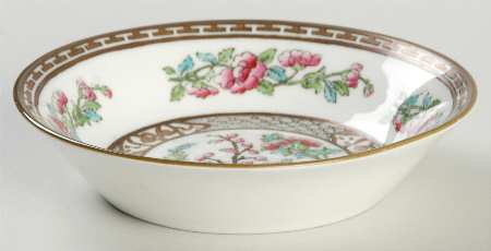 Indian Tree (Green Trim, Gold Key, Smooth) Fruit/Dessert (Sauce) Bowl
