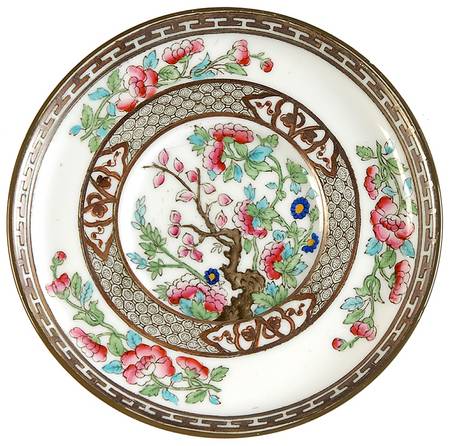 Indian Tree (Green Trim, Gold Key, Smooth) Saucer for Demitasse Cup