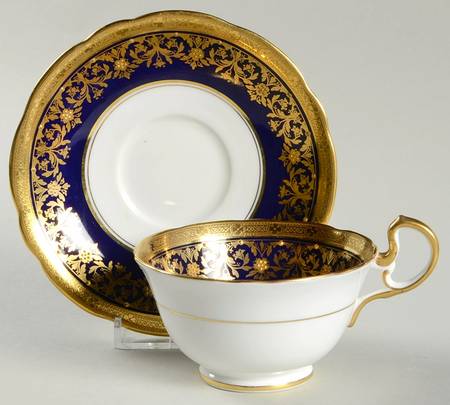 Kenilworth Cobalt Blue (Scalloped) Footed Cup & Saucer Set