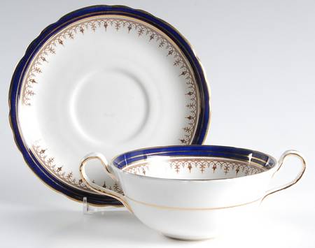Leighton Cobalt (Scalloped) Flat Cream Soup Bowl & Saucer Set by John  Aynsley & Sons