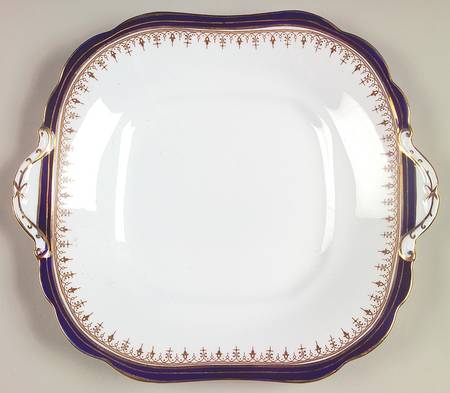 Leighton Cobalt (Scalloped) Square Handled Cake Plate