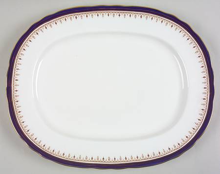 Leighton Cobalt (Scalloped) 15" Oval Serving Platter