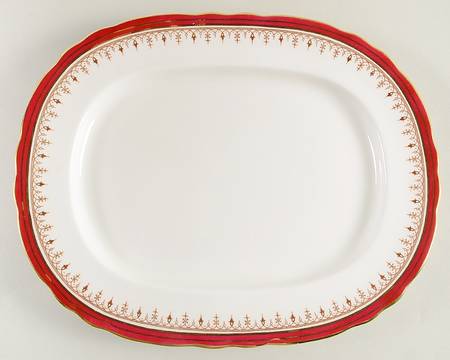 Durham Maroon (Scalloped, Not Encrusted) 11" Oval Serving Platter