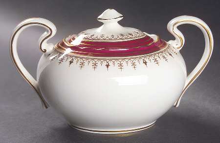 Durham Maroon (Scalloped, Not Encrusted) Sugar Bowl & Lid