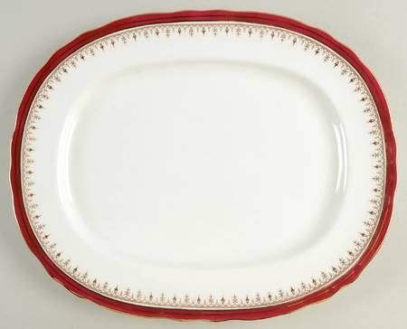 Durham Maroon (Scalloped, Not Encrusted) 13" Oval Serving Platter
