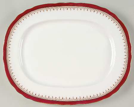 Durham Maroon (Scalloped, Not Encrusted) 15" Oval Serving Platter
