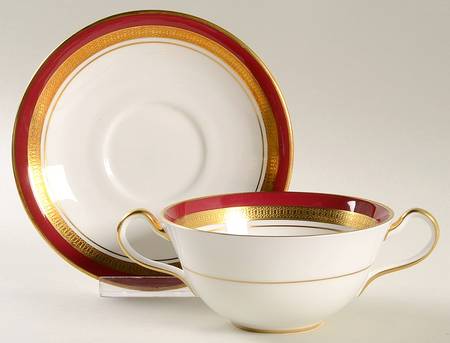 Marone Royale Flat Cream Soup Bowl & Saucer Set