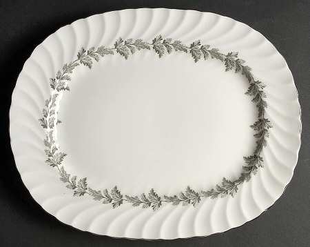 Oak Leaf Gray (Fluted) 13" Oval Serving Platter