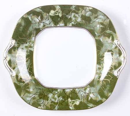 Onyx Green Square Handled Cake Plate