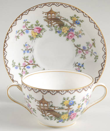 Pagoda Footed Bouillon Cup & Saucer