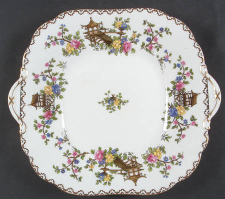 Pagoda Square Handled Cake Plate