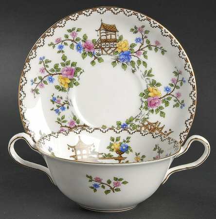 Pagoda Flat Cream Soup Bowl & Saucer Set