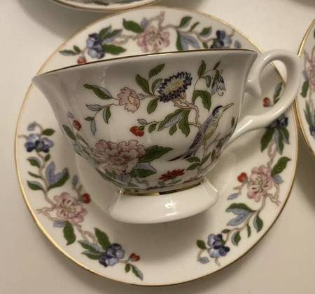Pembroke (Gold Trim) Footed Cup & Saucer Set