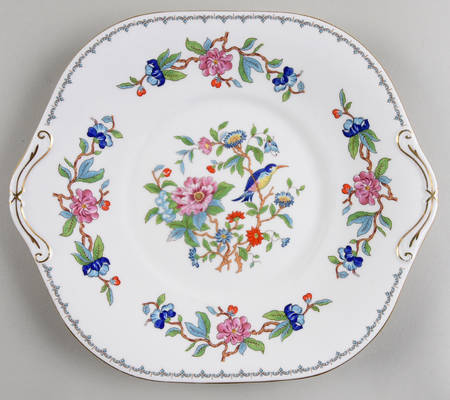 Pembroke (Gold Trim) Square Handled Cake Plate