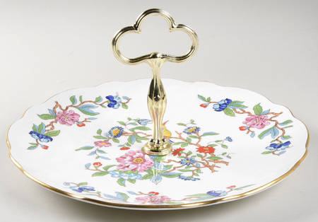 Pembroke (Gold Trim) Round Serving Plate with Handle (DP)