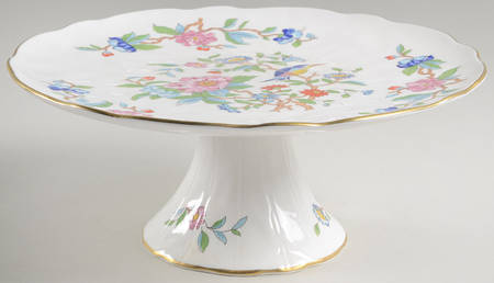 Pembroke (Gold Trim) 10" Diameter Pedestal Cake Stand
