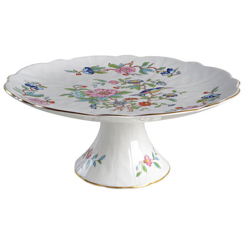 Pembroke (Gold Trim) 10" Diameter Pedestal Cake Stand