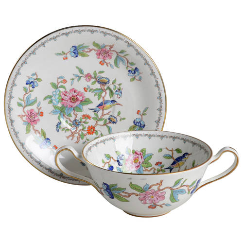 Pembroke (Gold Trim) Flat Cream Soup Bowl & Saucer Set