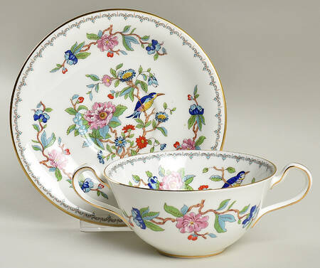 Pembroke (Gold Trim) Flat Cream Soup Bowl & Saucer Set