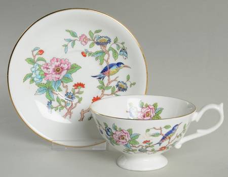 Pembroke (Gold Trim) Footed Cup & Saucer Set